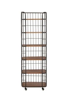 New Foundry 6 Tier Shelf Unit - Metal/Wood - L41 x W61 x H191 cm - Black/Natural