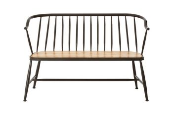 New Foundry Ash Bench Chair - Metal/Wood - L61 x W133 x H87 cm - Black