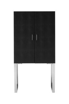 Pacific Black Faux Shark Skin Small Cabinet with Silver Legs - Metal/Wood - L37 x W80 x H158 cm