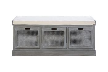 Heritage Three Drawer Storage Bench - Wood - L40 x W120 x H50 cm - Slate Grey