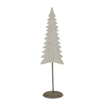 Whitewashed Tall Christmas Tree on Stand - Metal - L9 x W10 x H40 cm - White