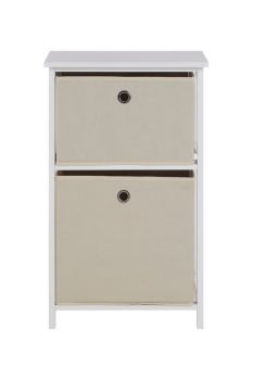 Lindo 2 Drawers Cabinet - Wood/Textile - L40 x W29 x H63 cm - Natural Coloured Fabric