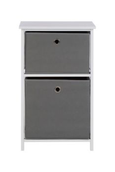 Lindo 2 Drawers Cabinet - Wood/Textile - L40 x W29 x H63 cm - Grey Coloured Fabric