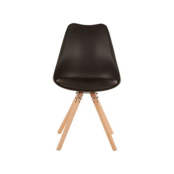 Stockholm Retro Dining Chair - Synthetic/Wood - L52 x W49 x H83 cm - Black