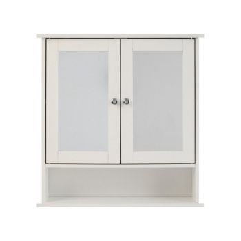 Bathroom Cabinet with Mirrored Doors - Wood/Glass - L13 x W56 x H58 cm - White