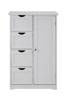 Portern Four Drawer Single Door Cabinet - Wood - L30 x W56 x H82 cm - White