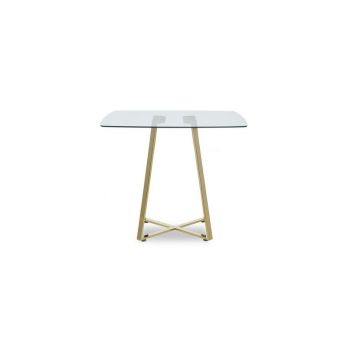 Metropolitan Square Dining Table - Glass/Metal - L90 x W90 x H76 cm - Gold/Clear