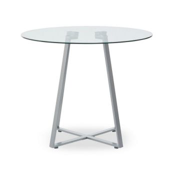 Metropolitan Dining Table - Metal/Glass - L7 x W90 x H76 cm - Grey