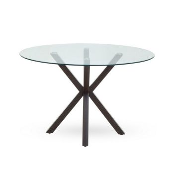 Salford Dining Table - Metal/Glass - L127 x W127 x H6 cm - Black/Clear