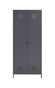 Academy Two Door Wardrobe - Metal - L50 x W76 x H180 cm - Grey