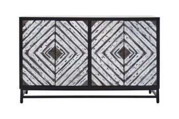 Lombok Four Door Internal Shelf Storage Sideboard - Metal/Wood - L55 x W130 x H80 cm - Assorted