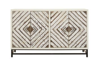 Lombok Geometric Pattern Door Sideboard - Metal/Wood - L55 x W130 x H80 cm - Assorted