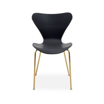 Laila Dining Chair - Wood/Metal - L46 x W50 x H80.5 cm - Black/Gold