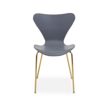 Laila Dining Chair - Metal/Wood - L46 x W50 x H80.5 cm - Gold/Grey