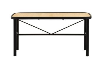 Depok Bench - Metal/Wood - L35 x W90 x H45 cm - Black/Natural