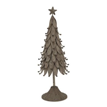 Rustic Decorative Tree with Star - Metal - L10 x W11 x H36 cm - Silver