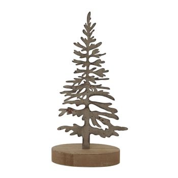 Rustic Silhouette Decorative Tree on Stand - Metal - L5 x W10 x H22 cm - Brown