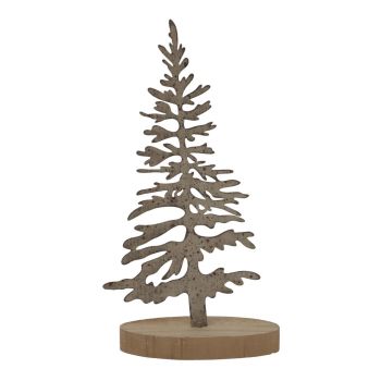 Large Rustic Silhouette Decorative Tree on Stand - Metal - L6 x W14 x H29 cm - Brown