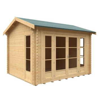 12x10 Bamber 44mm Cabin - L355 x W295 x H272.6 cm - Solid Wood/Softwood/Pine - Natural