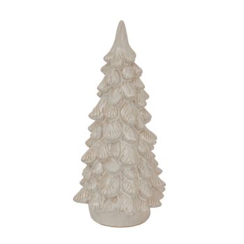 Large Alora Snowy Christmas Tree - Ceramic - L12 x W12 x H27 cm - White