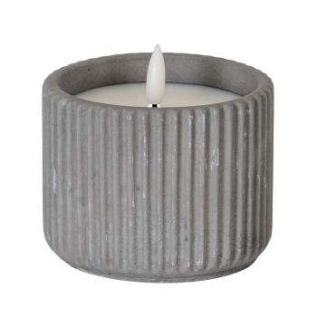 Luxe Collection Natural Glow Ribbed Medium Led Candle - Wax - L7 x W7 x H9 cm - Grey