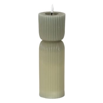 Luxe Collection Natural Glow 2.75x10 Carved LED Candle - Plastic - L7 x W7 x H24 cm - Grey