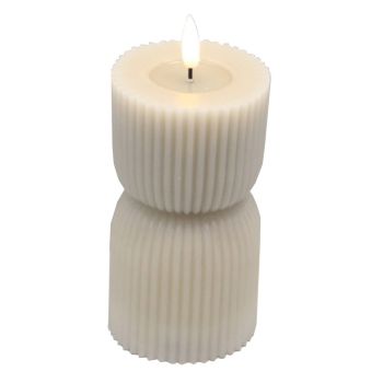Luxe Collection Natural Glow 2.75 x 10 Stone Carved LED Candle - Plastic/Wax - L7 x W7 x H24 cm