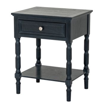 Contour Collection 1 Drawer Side Table - Wood - L40 x W48 x H61 cm - Black