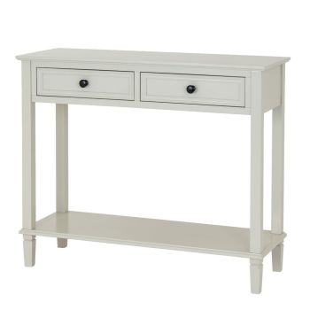 Belmont Collection 2 Drawer Console Table - Wood - L33 x W90 x H80 cm - White