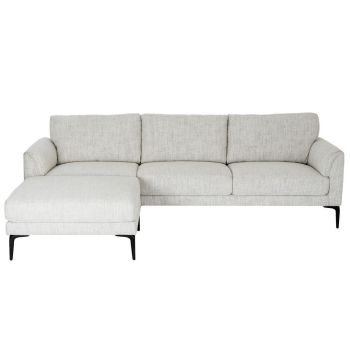 Zephra Three Seater Sofa with Footstool - Metal - L81 x W241 x H80 cm - White