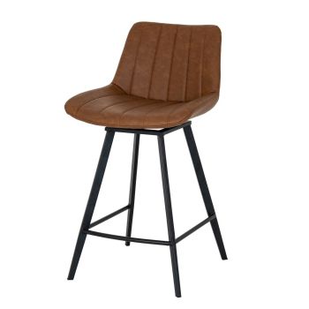 Malmo Tan Swivel Bar Stool - Metal - L50 x W50 x H93 cm - Brown