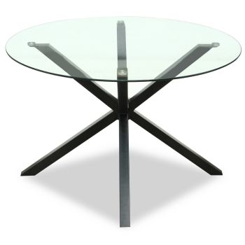 Monza Indoor Round Dining Table - Glass - L120 x W120 x H76 cm - Black