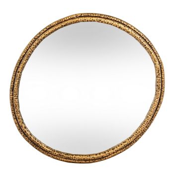 Nahla Medium Mirror with Dimpled Frame - Glass - L4 x W78 x H73 cm - Gold