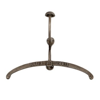 Antiqued Coat Hanger with Hook - Metal - L13 x W3 x H24 cm - Silver