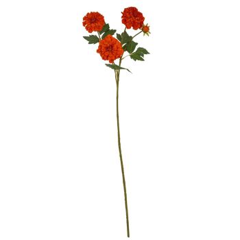 Orange African Marigold Large Spray Artificial Flower - Plastic - L11 x W11 x H100 cm - Red
