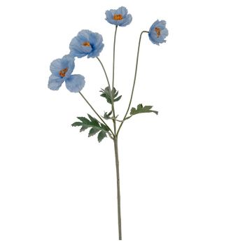 Papaver Oppy Spray Artificial Flower - Plastic - L15 x W15 x H58 cm - Blue