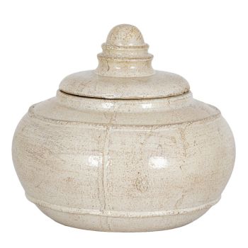 Tarn Collection Medium Pot with Lid - Ceramic - L20 x W20 x H12 cm - White