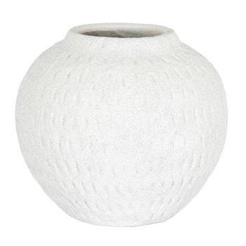 Ashen Medium Round Vase - Ceramic - L19 x W19 x H16 cm - White
