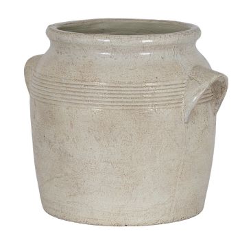 Tarn Collection Small Pot with Handles - Ceramic - L20 x W17 x H17 cm - White