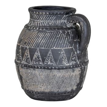 Etched Collection Tall Jug - Ceramic - L20 x W22 x H25 cm - Black