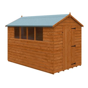 10 x 6 Feet Budget Apex 9mm Shed - Solid Wood/Softwood/Pine - L295 x W175 x H217.9 cm - Burnt Orange