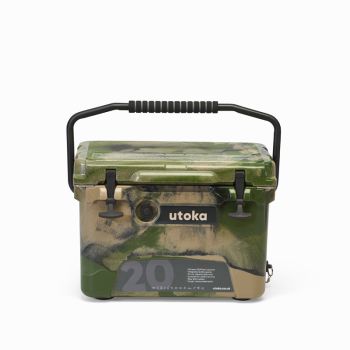 Utoka 20 Hard Cooler Cool Box - Rotomoulded LLDPE & Polyurethane foam - L34 x W54 x H36 cm - Camo