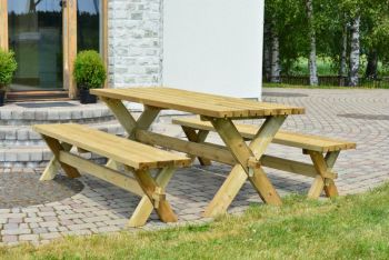 Buttercup Retro Picnic Table Set - Wood - L177 x W75 x H70 cm - Green