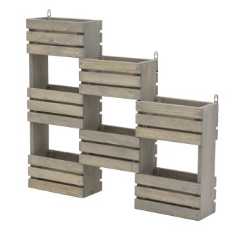 Tiered Hanging Garden Shelf Station - Wood - L83 x W15 x H75 cm - Grey