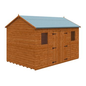 12x8 Workman Apex 12mm Shed - L355 x W235 x H254.5 cm - Solid Wood/Softwood/Pine - Burnt Orange