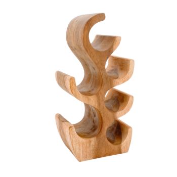 6 Bottle Hand Carved Wine Rack - L15 x W25 x H45 cm