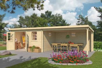 Reno-Log Cabin, Wooden Garden Room, Timber Summerhouse, Home Office - L780 x W313.9 x H210.9 cm