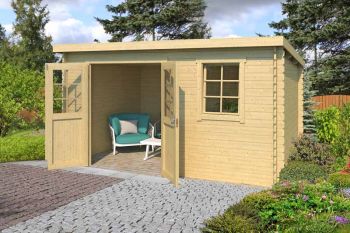 Amira 230-Log Cabin, Wooden Garden Room, Timber Summerhouse, Home Office - L400 x W268.7 x H210.9 cm