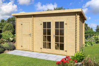 Belmont 1-Log Cabin, Wooden Garden Room, Timber Summerhouse, Home Office - L420 x W288.8 x H222.3 cm
