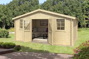 Udo 380-Log Cabin, Wooden Garden Room, Timber Summerhouse, Home Office - L522.4 x W400 x H256.5 cm